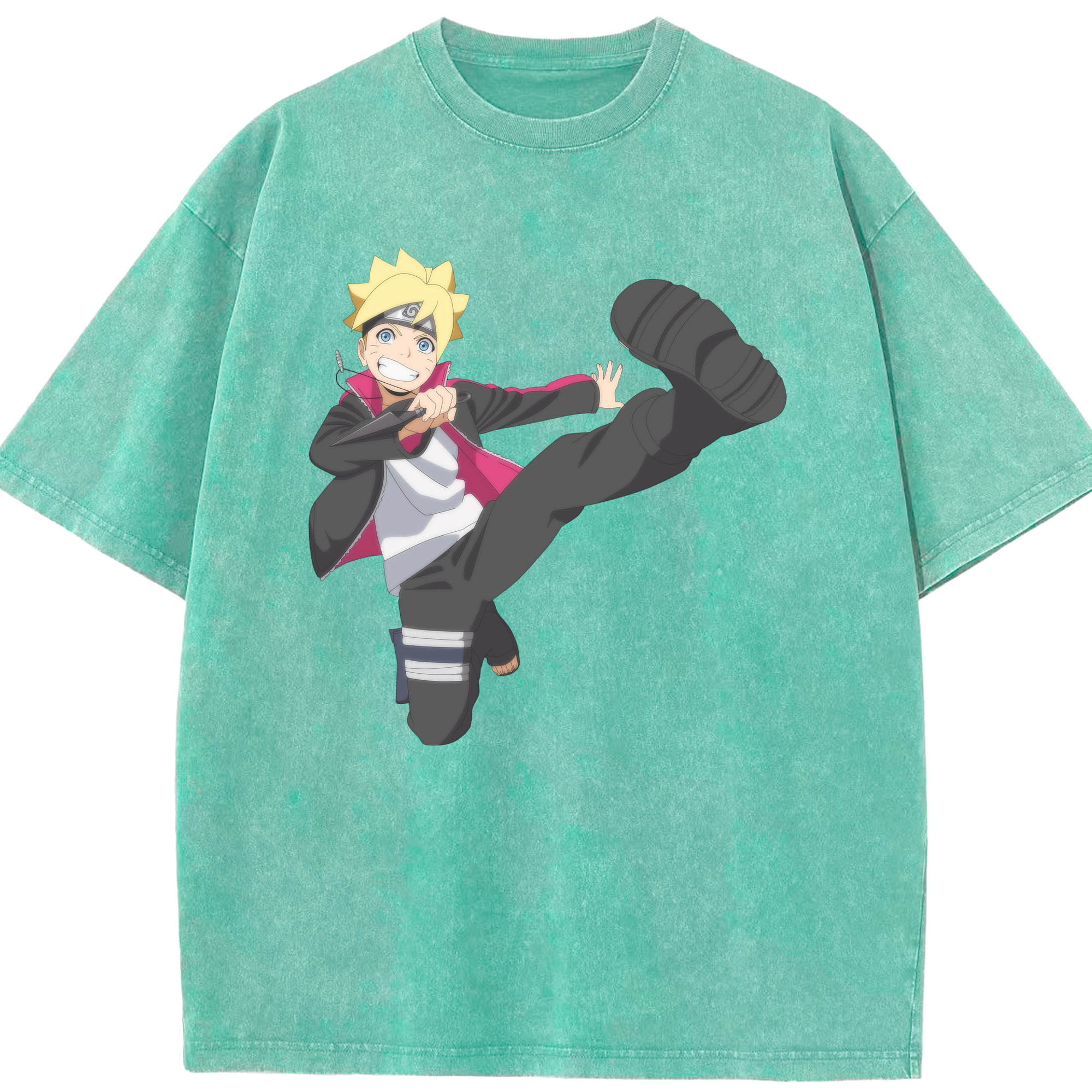 （画像用） NARUTO -ナルト- うずまき ボルト Uzumaki Boruto 綿100% ヴィンテージ風 半袖Tシャツ（フロントプリント）